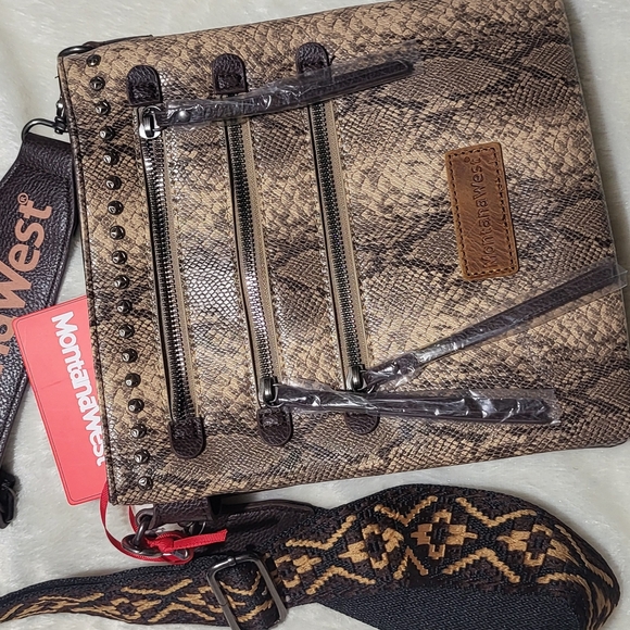 Montana West Brown Crossbody Bag with Snakeskin Print - Picture 6 of 11